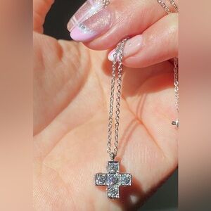 Tiffany & Co Classy Platinum Diamond Cross Necklace - Rare Vintage Collection